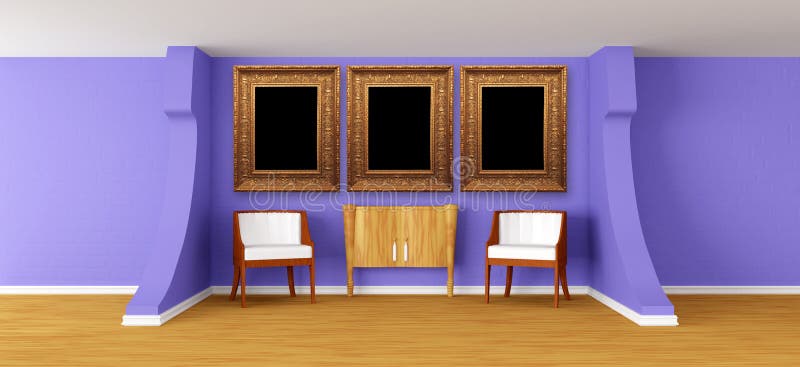 Modern gallery with luxurious armchairs and bureau vector illustration