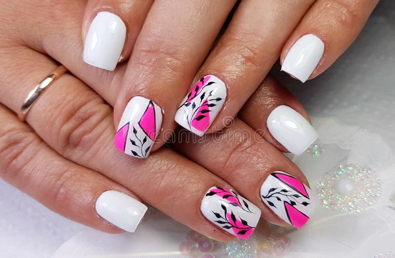 Modern Gel Nails Painted in Closeup Stock Image Image of lifestyle