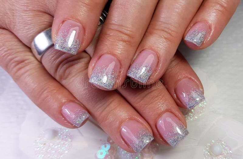 Modern Gel Nails Painted in Closeup Stock Image Image of hand