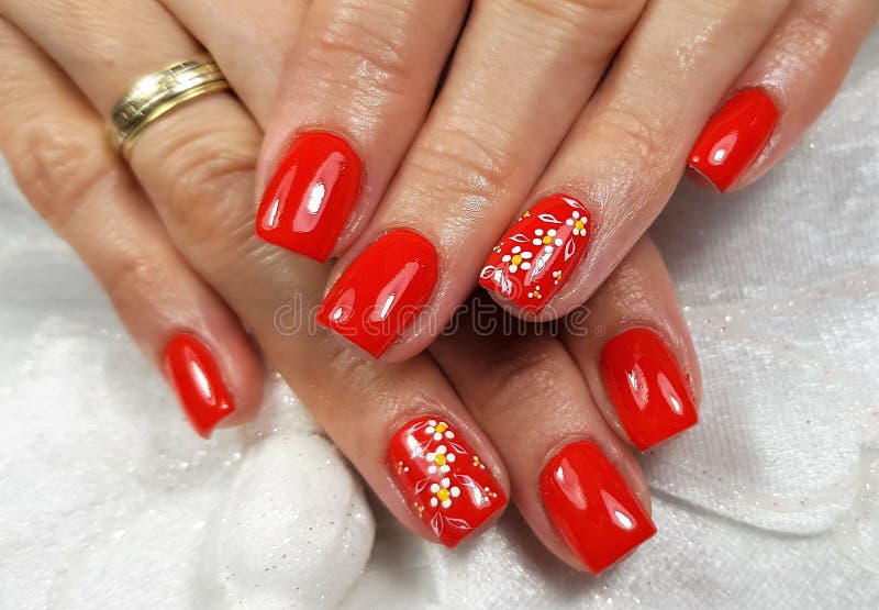 Modern Gel Nails Painted in Closeup Stock Photo Image of manicure