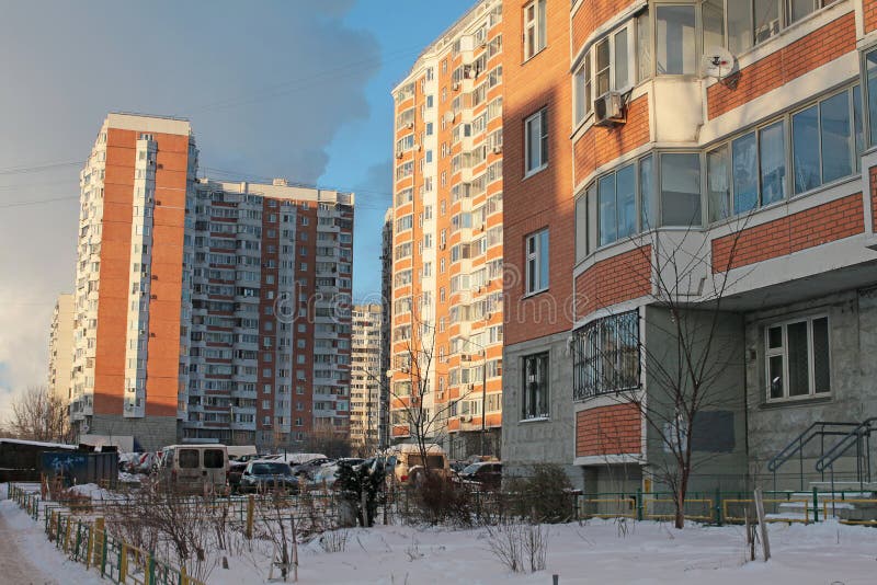 Modern generic apartment house in Moscow royalty free stock images
