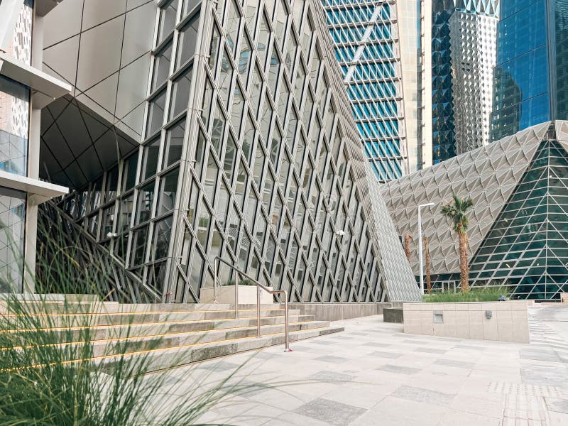 Modern Geometric Architecture at King Abdullah Financial District stock images