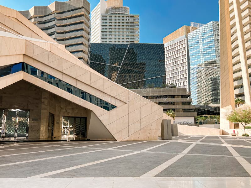 Modern Geometric Architecture at King Abdullah Financial District royalty free stock images