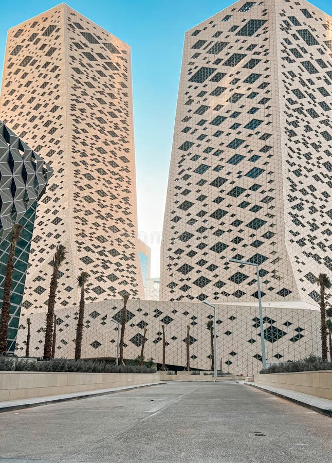 Modern Geometric Architecture at King Abdullah Financial District stock photos