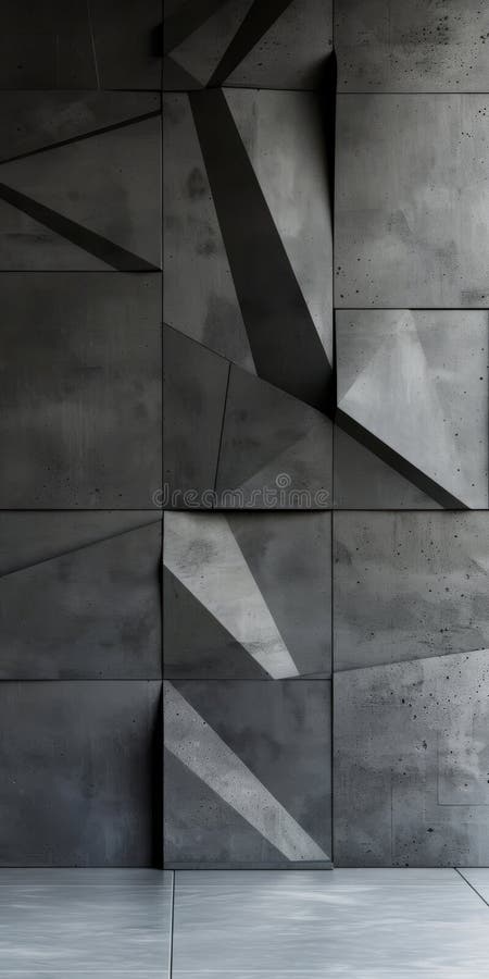 Modern Geometric Concrete Wall with Angular Patterns royalty free illustration