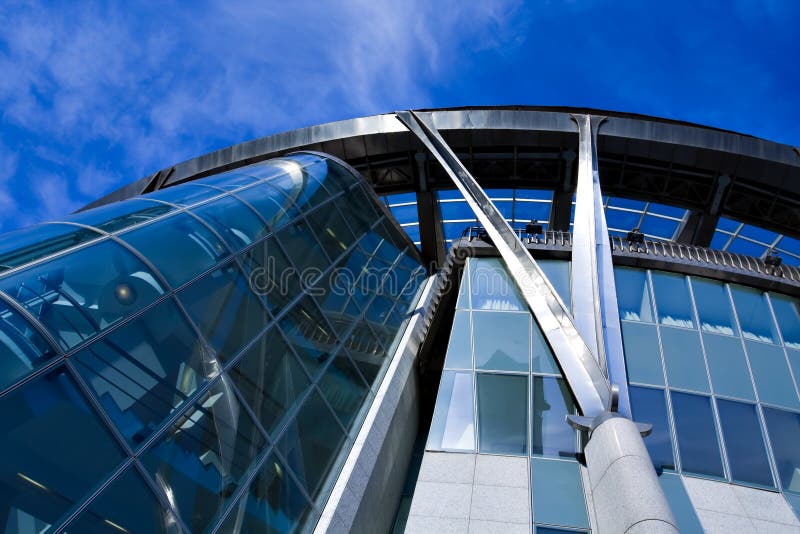 Modern glass business center stock photos