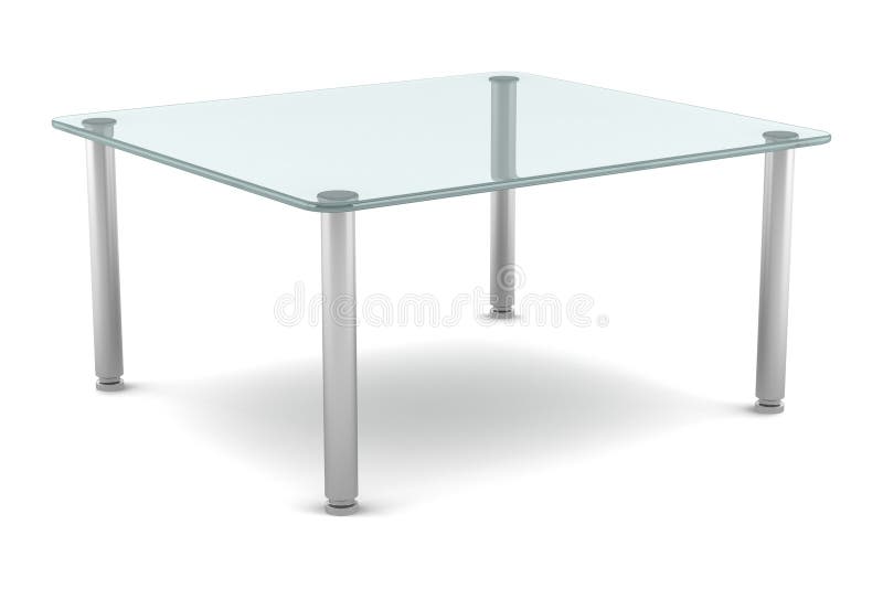 Modern glass table on white vector illustration