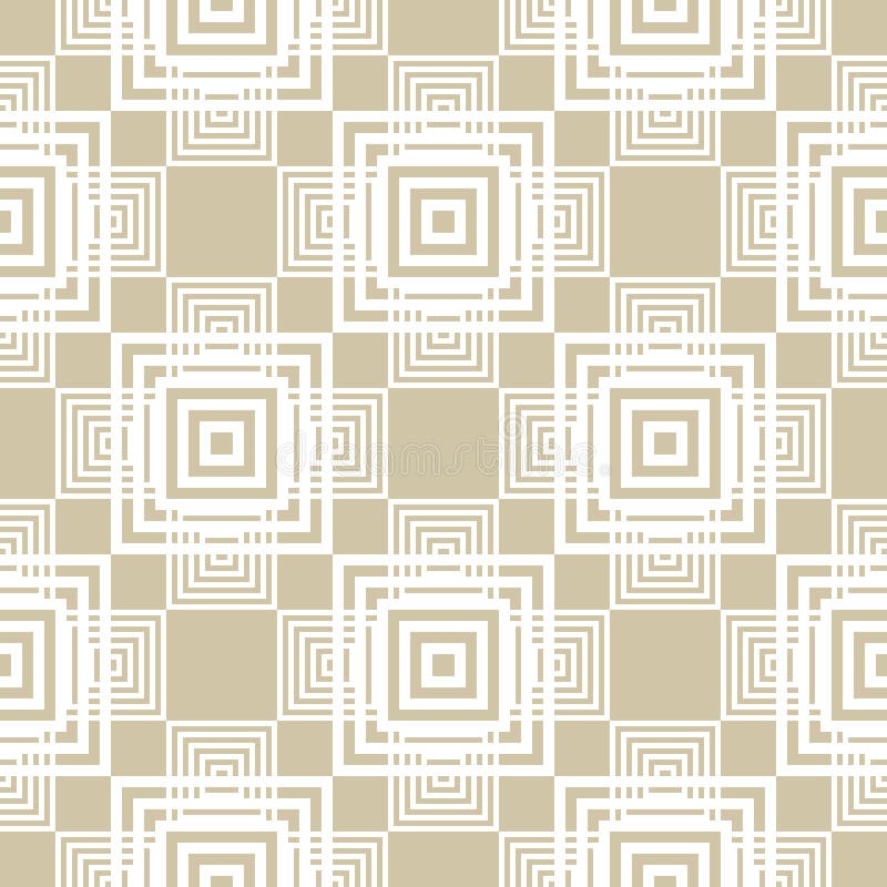 Modern golden vector geometric seamless pattern with squares, linear shapes stock illustration