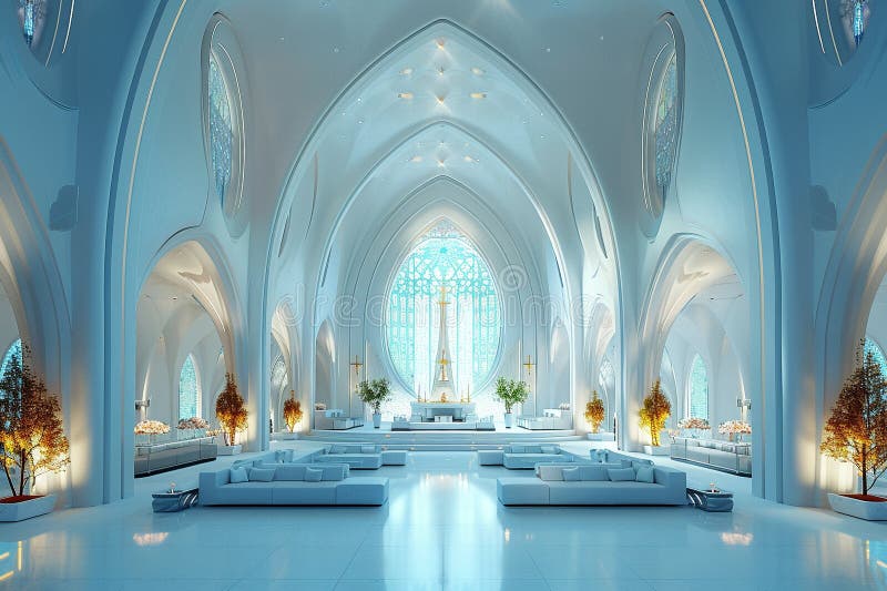 Modern Gothic Church Converted into an Event Space3D Render Stock