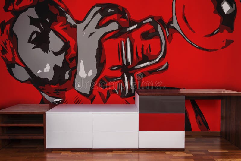 Modern Graphics on the Wall Stock Image Image of designed, contemporary 42559223