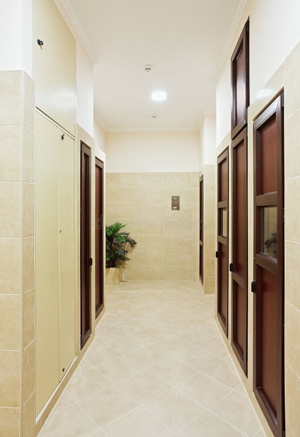 Modern Hall Interior with Many Doors Stock Photo Image of beige