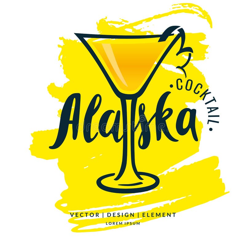 Modern hand drawn lettering label for alcohol cocktail Alaska. royalty free illustration Modern hand drawn lettering label for alcohol cocktail Alaska. royalty free illustration