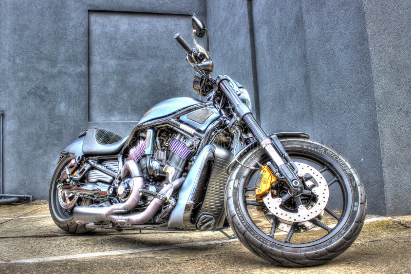 Modern American Harley Davidson motorcycle on display at bike show in Melbourne, Australia. Modern American Harley Davidson motorcycle on display at bike show in Melbourne, Australia