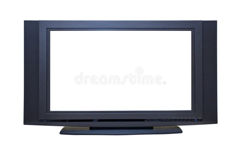 Black TV with whiite Screen, isolated royalty free stock images