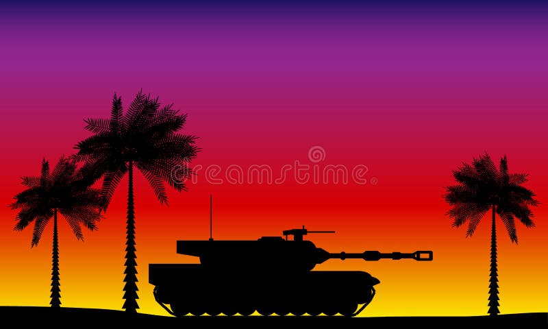 Modern heavy tank in desert stock illustration
