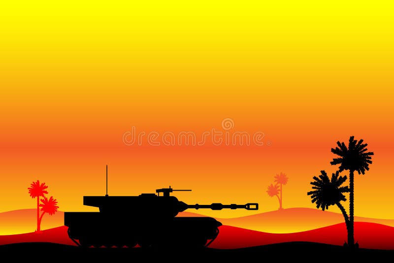 Modern heavy tank in desert royalty free illustration