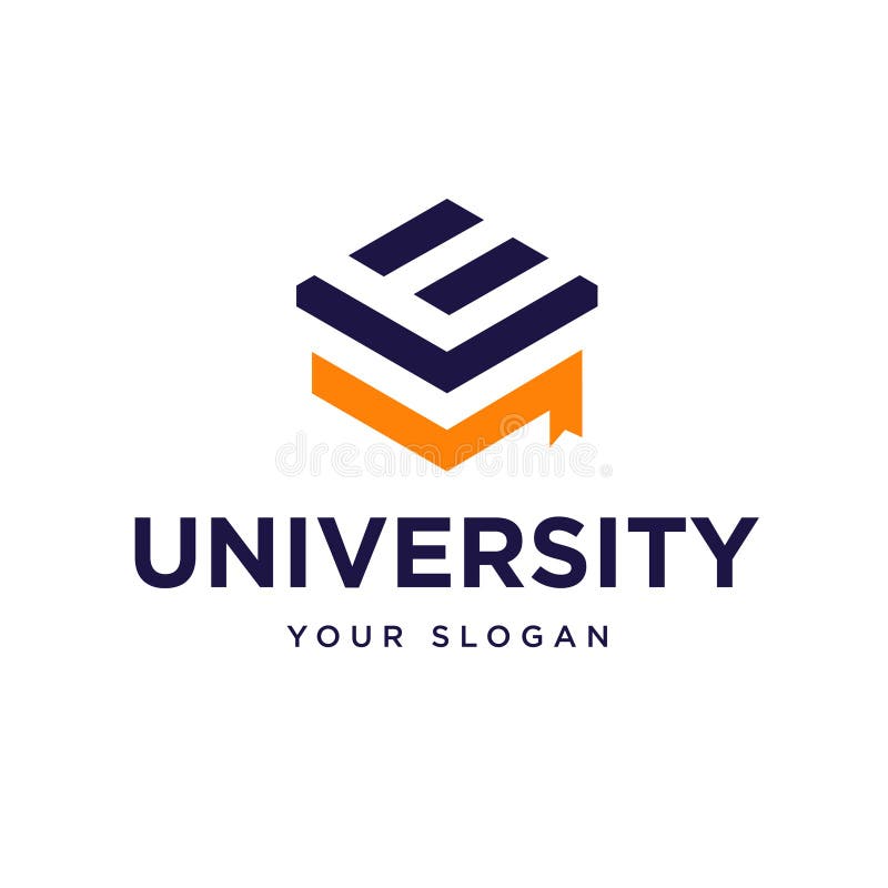 Modern Hexagon Vector Logo with Letter E and Graduation Cap Unique Educational Design For School Logo Design,Online Course stock illustration
