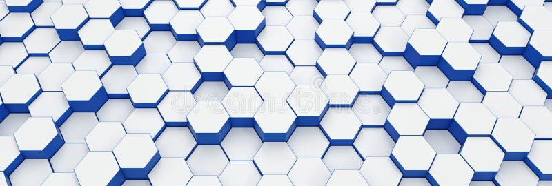 Modern hexagonal background texture pattern. Honeycombs at different level. 3d rendering illustration. Futuristic banner royalty free illustration