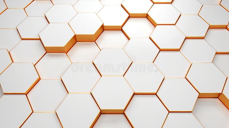 Modern hexagonal background texture pattern. Honeycombs at different level. 3d rendering illustration. Futuristic banner vector illustration