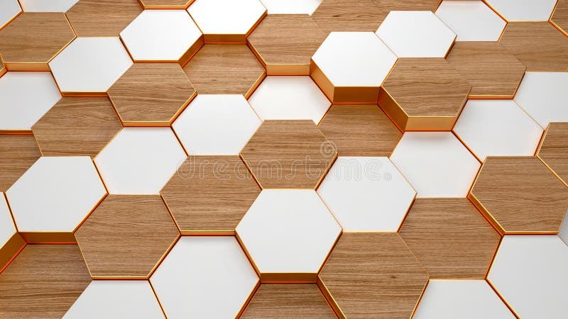 Modern hexagonal background texture pattern. Honeycombs at different level. 3d rendering illustration. Futuristic banner vector illustration
