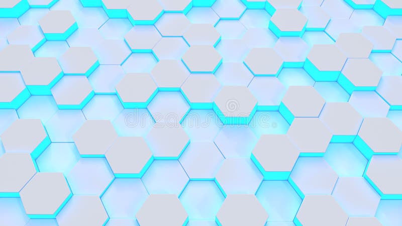 Modern hexagonal glowing blue medical background texture pattern. Honeycombs at different level. 3d rendering illustration. vector illustration