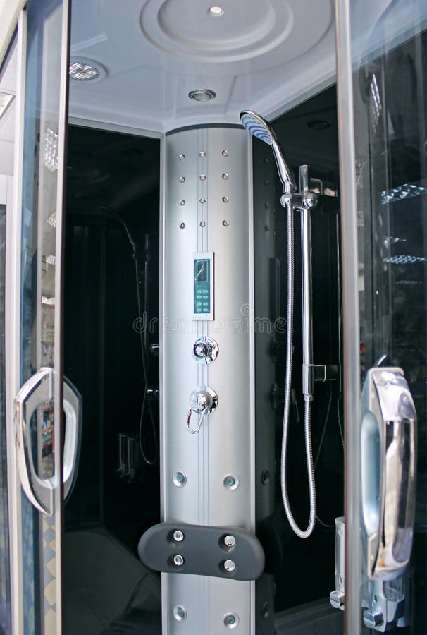 Modern hi-tech glass shower cabin