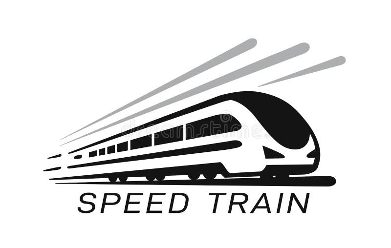 Modern high speed train emblem vector illustration