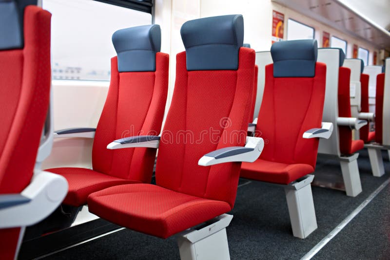 Modern high speed train interior. stock images