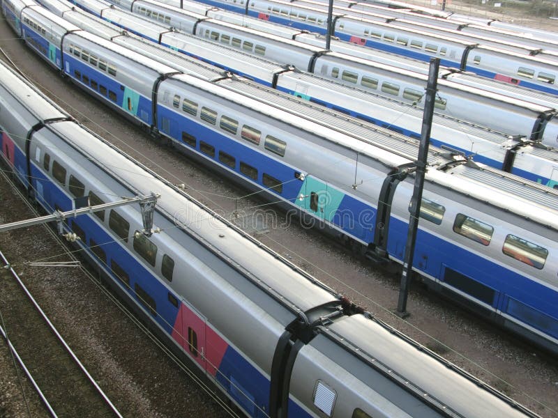 Modern high speed trains stock photography