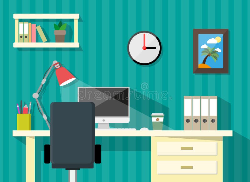 Modern home or business workspace vector illustration Modern home or business workspace vector illustration