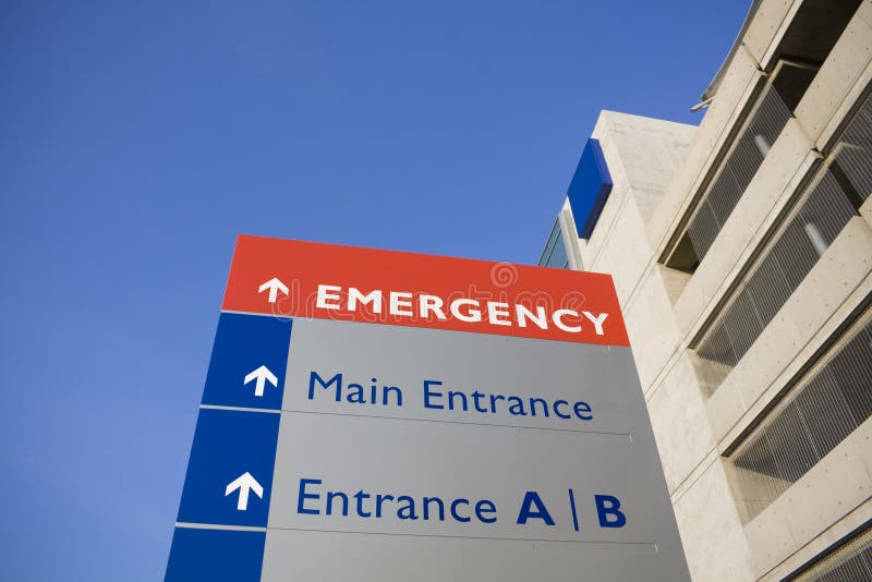 Modern hospital and emergency sign royalty free stock photography