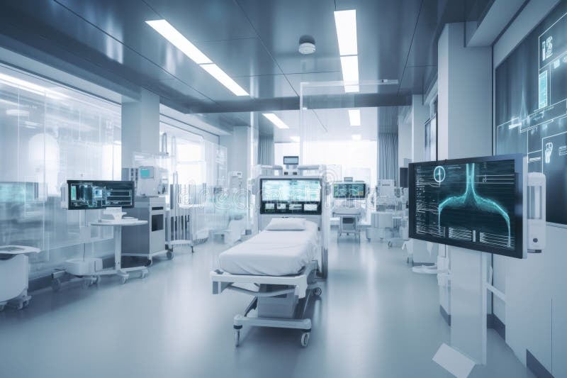 Modern Hospital Ward, with Ai-driven Medical Devices Monitoring ...