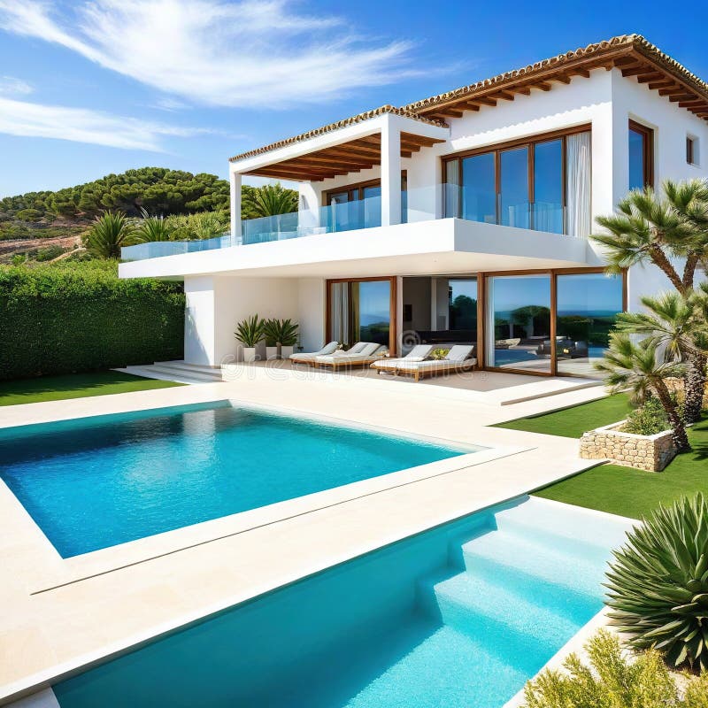 Modern house Mediterranean Created vector illustration