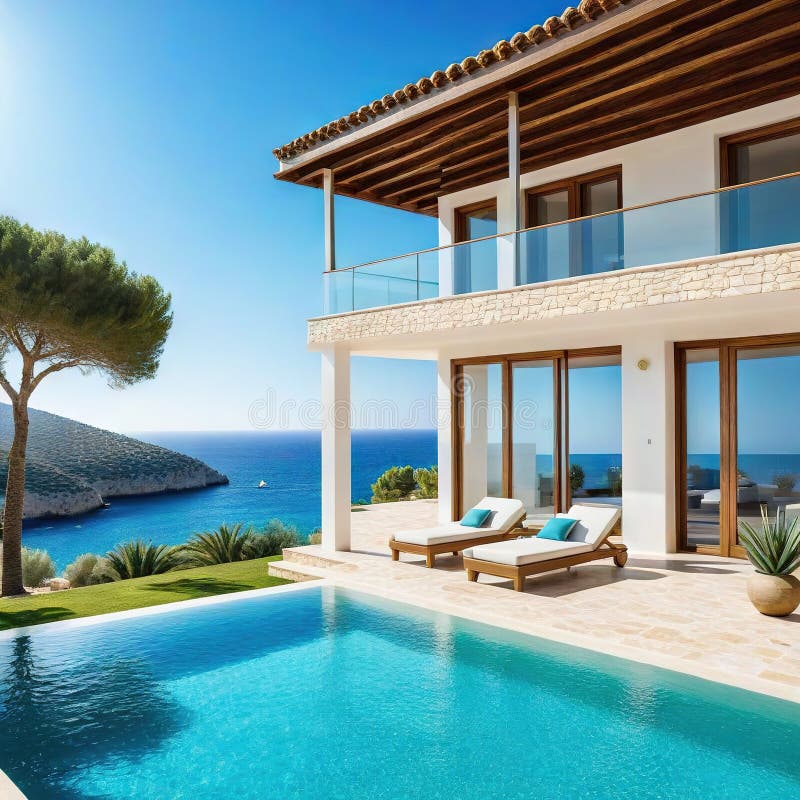 Modern house Mediterranean Created stock illustration