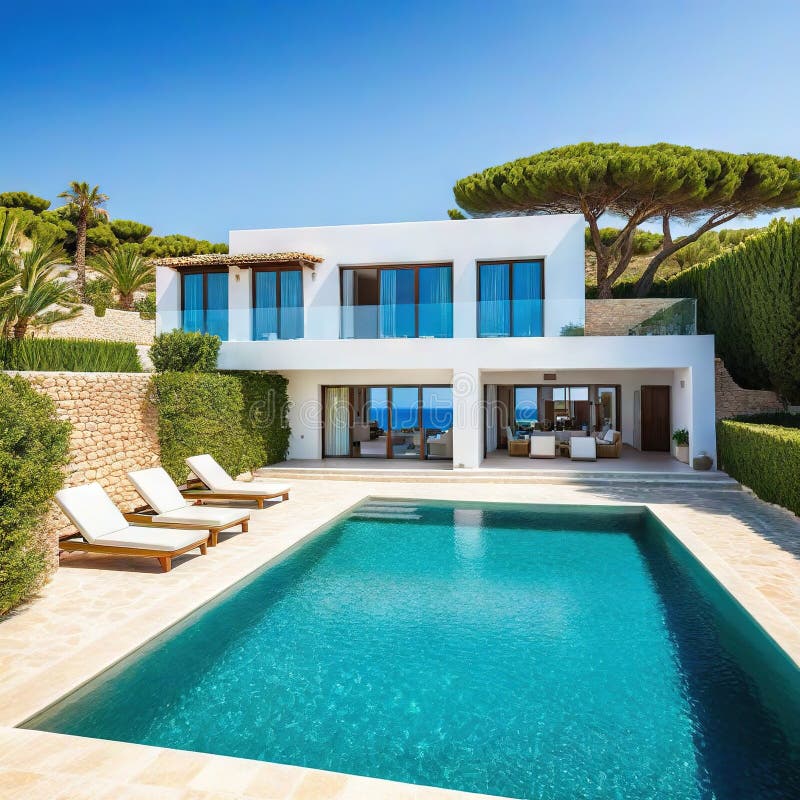 Modern house Mediterranean Created vector illustration