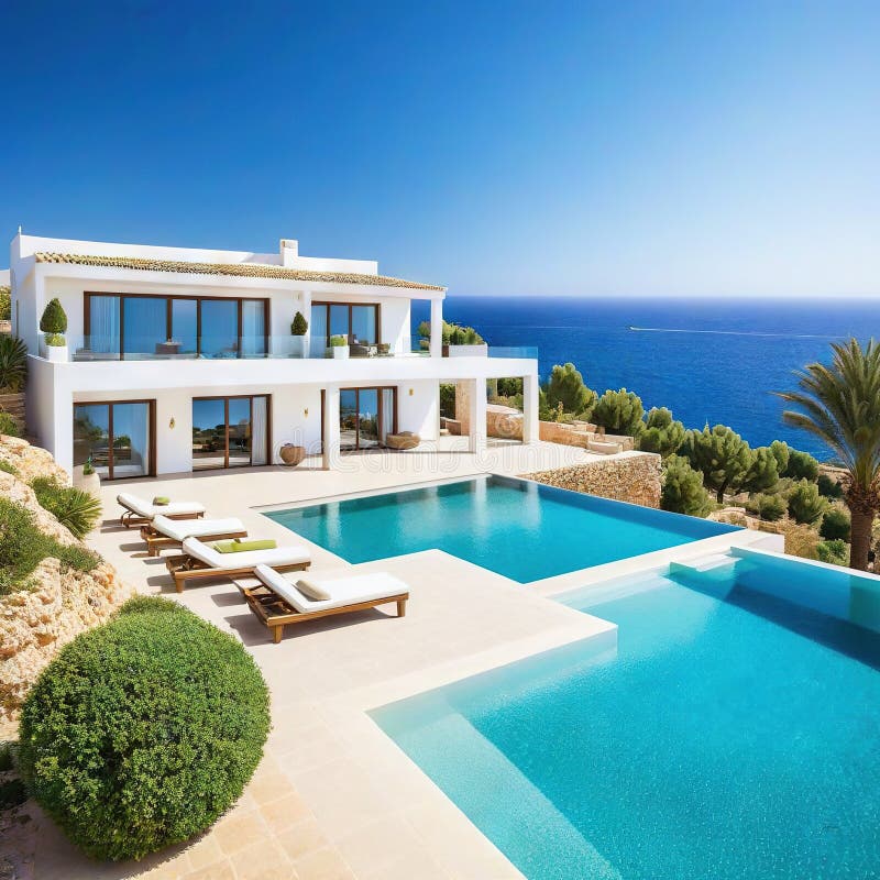 Modern house Mediterranean Created stock illustration