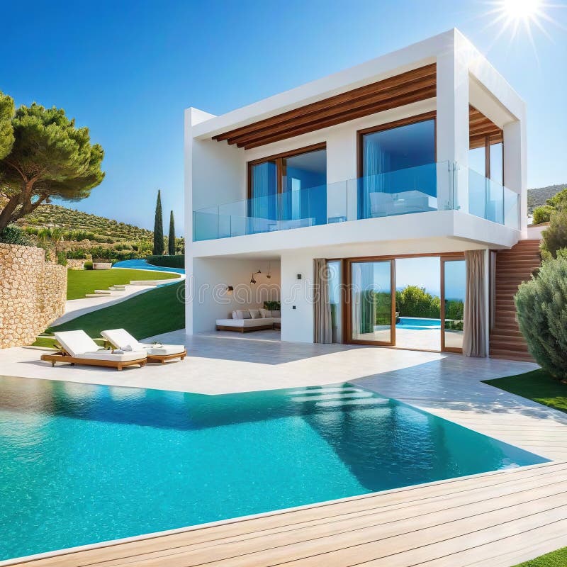 Modern house Mediterranean Created royalty free illustration