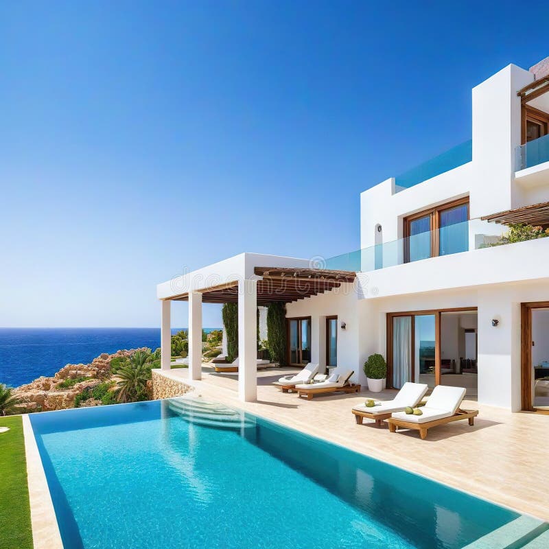 Modern house Mediterranean Created stock illustration