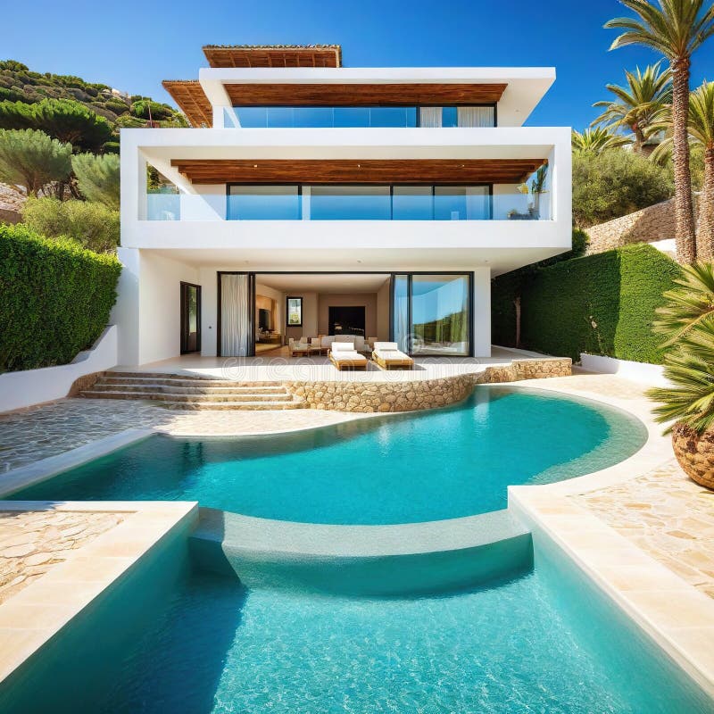 Modern house Mediterranean Created vector illustration