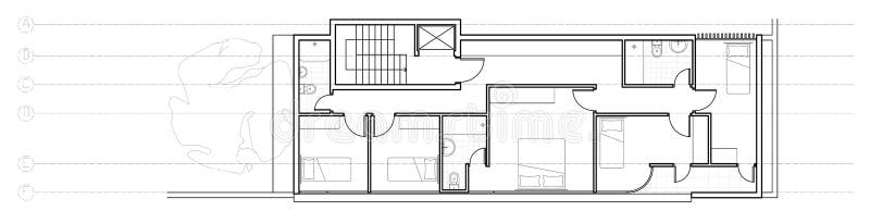 Modern house second floor plan