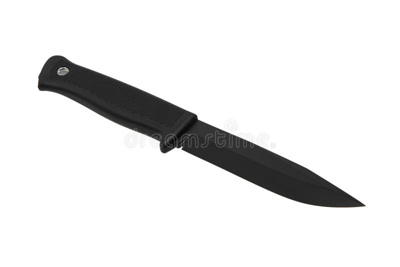 Modern Hunting Knife with Black Blade and Rubber Handle. Steel Arms Stock Image Image of tool