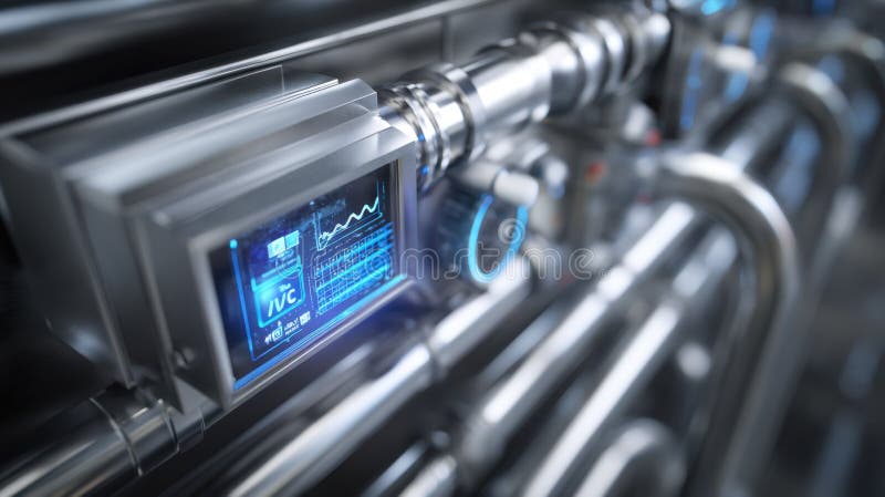 Hvac system control panel displaying real time data and performance metrics royalty free stock image