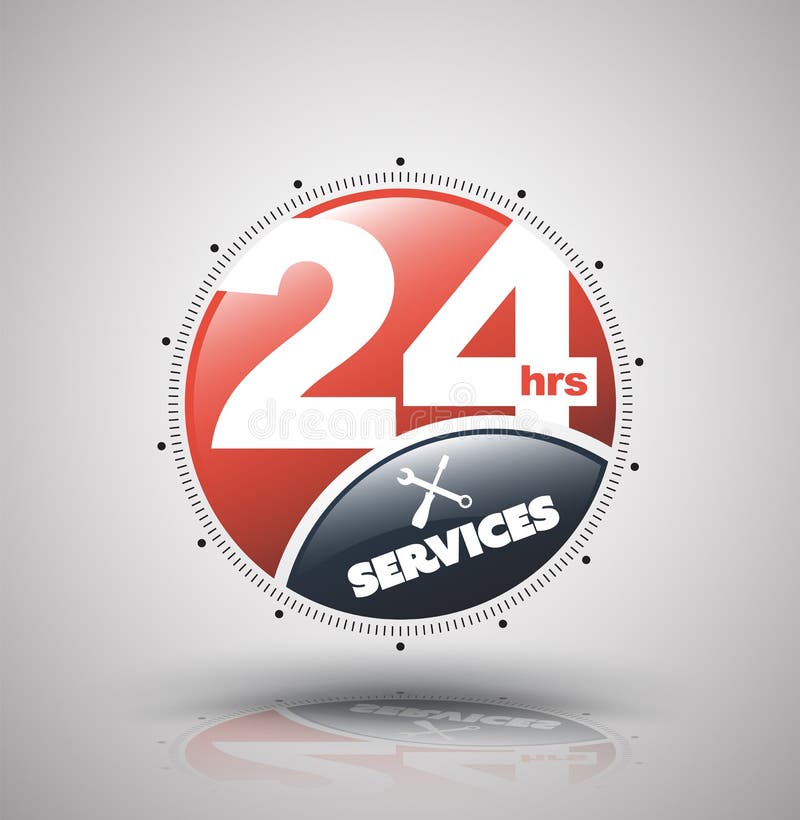 Modern icon 24 hours services. Vector illustration for nonstop service stock illustration