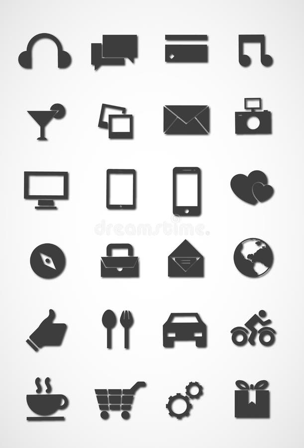 Modern Icon Set, Black and White Icon Set Stock Vector Illustration