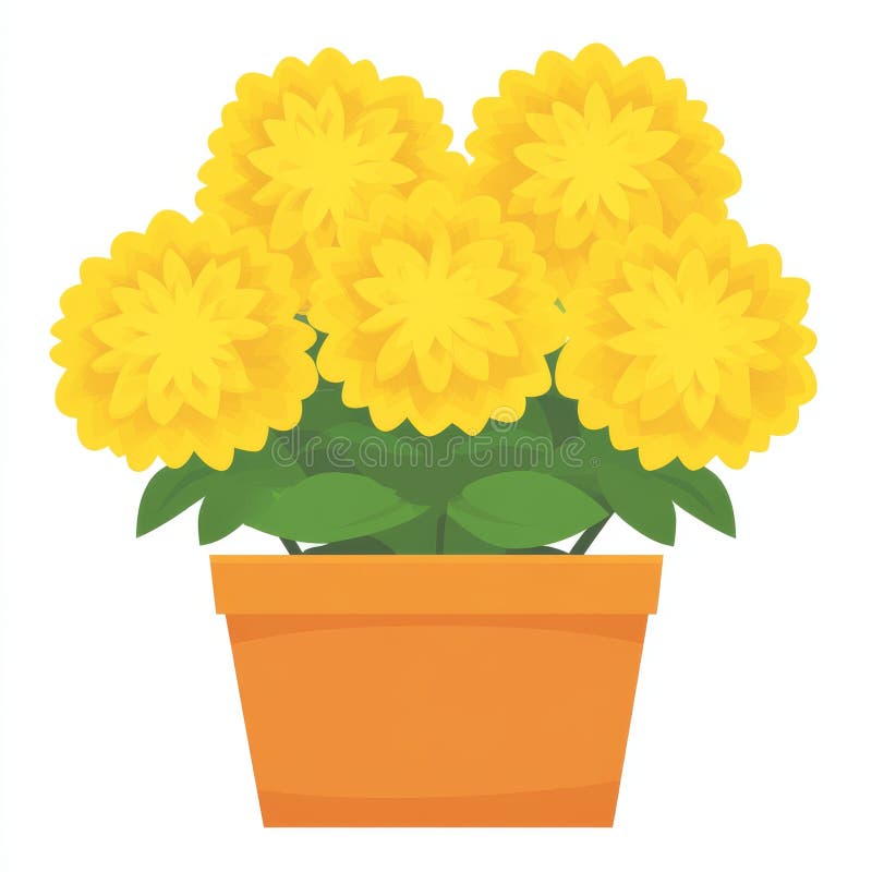The modern illustration features potted Chrysanthemum flowers and a potted plant royalty free stock images