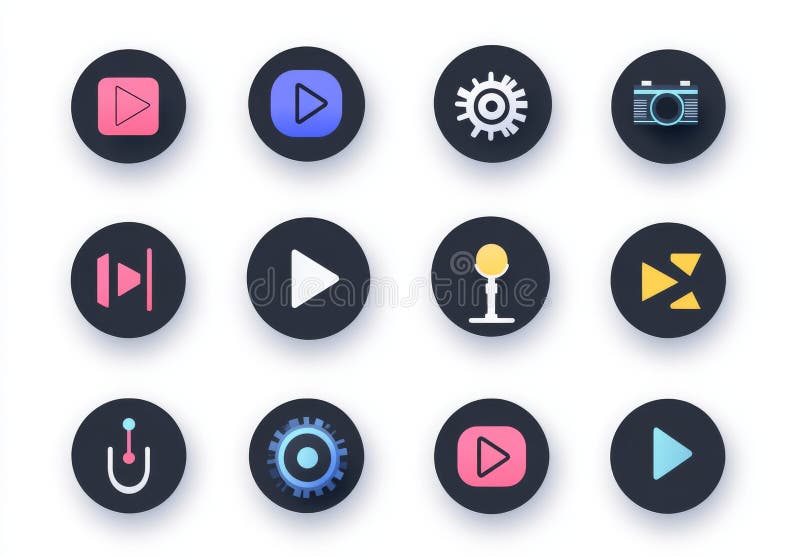 A Modern Illustration Featuring a Circle Button Icon for an Audio ...