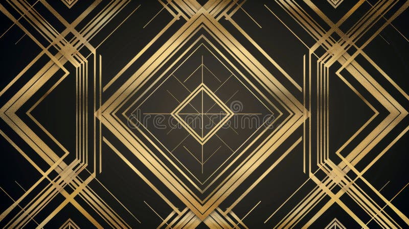 Modern illustration featuring gold and luxury invitation card design with geometric frame and art deco pattern background. Use for wedding invitations, covers, VIP cards, print, posters and. AI generated