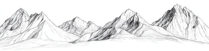 Modern illustration of a mountain landscape with one continuous line stock image