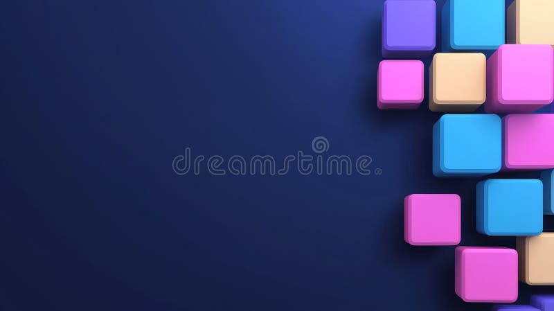A modern illustration showcasing an abstract geometric background with isometric digital blocks, symbolizing blockchain royalty free stock image