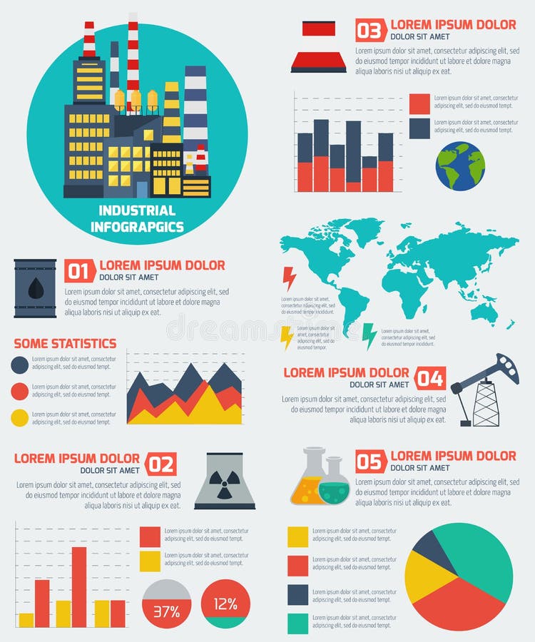 Modern industrial flat infographic background. royalty free illustration